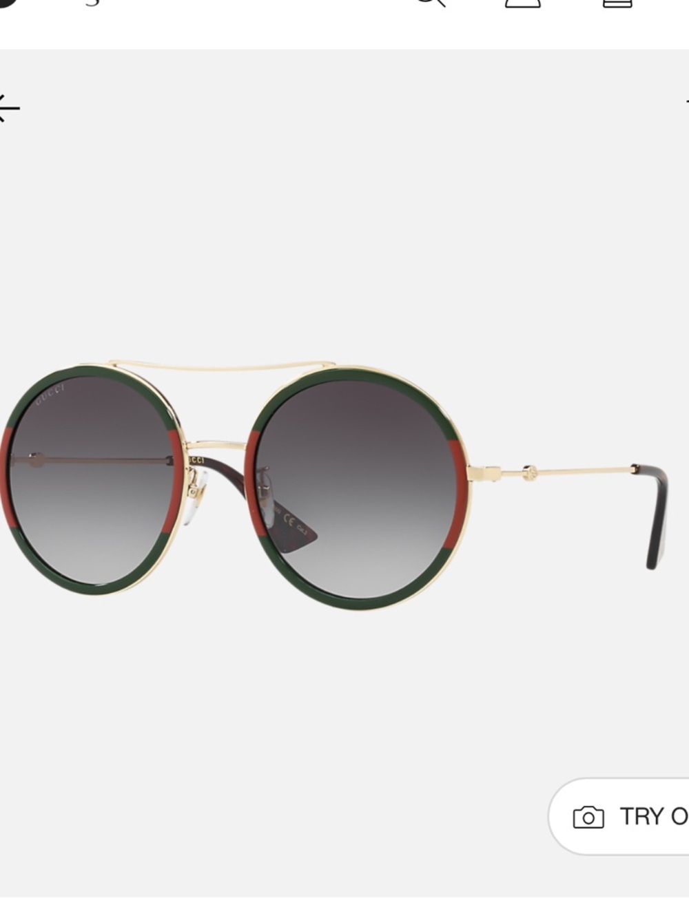 Gucci Round Double-Bridge Sunglasses in Green/Brown with Gold GG0061S AUTH